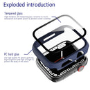 2 in 1 PC Frame + Tempered Glass Protector Case For Apple Watch Series 7 45mm(Blue)