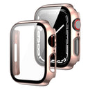 2 in 1 PC Frame + Tempered Glass Protector Case For Apple Watch Series 7 45mm(Rose Gold)