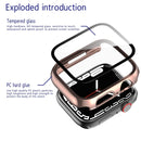 2 in 1 PC Frame + Tempered Glass Protector Case For Apple Watch Series 7 45mm(Rose Gold)
