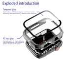 2 in 1 PC Frame + Tempered Glass Protector Case For Apple Watch Series 7 45mm(Transparent)