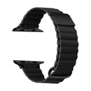 Magnetic Leather Strap Watch Band For Apple Watch Series 7 41mm / 6&SE&5&4 40mm / 3&2&1 38mm(Black Buckle Black)