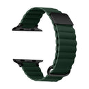 Magnetic Leather Strap Watch Band For Apple Watch Series 7 41mm / 6&SE&5&4 40mm / 3&2&1 38mm(Black Buckle Green)
