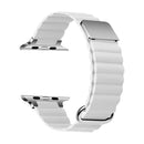 Magnetic Leather Strap Watch Band For Apple Watch Series 7 41mm / 6&SE&5&4 40mm / 3&2&1 38mm(Silver Buckle White)