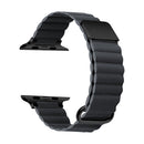 Magnetic Leather Strap Watch Band For Apple Watch Series 7 45mm / 6&SE&5&4 44mm / 3&2&1 42mm(Black Buckle Space Grey)