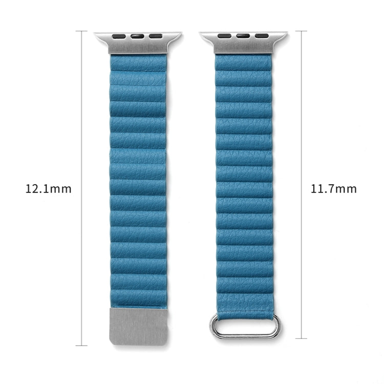 Magnetic Leather Strap Watch Band For Apple Watch Series 7 45mm / 6&SE&5&4 44mm / 3&2&1 42mm(Rose Gold Buckle Red)