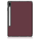 For Samsung Galaxy Tab S7 FE 12.4 Solid Color TPU Horizontal Flip Tablet Leather Case with 3-Fold Holder & Sleep / Wake-up Function(Wine Red)