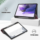 For Samsung Galaxy Tab S7 FE 12.4 Solid Color TPU Horizontal Flip Tablet Leather Case with 3-Fold Holder & Sleep / Wake-up Function(Wine Red)