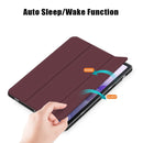 For Samsung Galaxy Tab S7 FE 12.4 Solid Color TPU Horizontal Flip Tablet Leather Case with 3-Fold Holder & Sleep / Wake-up Function(Wine Red)