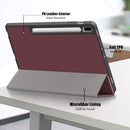 For Samsung Galaxy Tab S7 FE 12.4 Solid Color TPU Horizontal Flip Tablet Leather Case with 3-Fold Holder & Sleep / Wake-up Function(Wine Red)