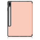 For Samsung Galaxy Tab S7 FE 12.4 Solid Color TPU Horizontal Flip Tablet Leather Case with 3-Fold Holder & Sleep / Wake-up Function(Rose Gold)