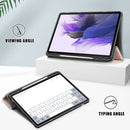 For Samsung Galaxy Tab S7 FE 12.4 Solid Color TPU Horizontal Flip Tablet Leather Case with 3-Fold Holder & Sleep / Wake-up Function(Rose Gold)