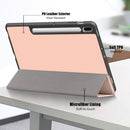 For Samsung Galaxy Tab S7 FE 12.4 Solid Color TPU Horizontal Flip Tablet Leather Case with 3-Fold Holder & Sleep / Wake-up Function(Rose Gold)