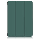 For Samsung Galaxy Tab S7 FE 12.4 Solid Color TPU Horizontal Flip Tablet Leather Case with 3-Fold Holder & Sleep / Wake-up Function(Dark Green)
