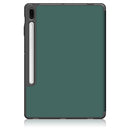 For Samsung Galaxy Tab S7 FE 12.4 Solid Color TPU Horizontal Flip Tablet Leather Case with 3-Fold Holder & Sleep / Wake-up Function(Dark Green)