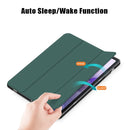 For Samsung Galaxy Tab S7 FE 12.4 Solid Color TPU Horizontal Flip Tablet Leather Case with 3-Fold Holder & Sleep / Wake-up Function(Dark Green)