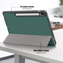 For Samsung Galaxy Tab S7 FE 12.4 Solid Color TPU Horizontal Flip Tablet Leather Case with 3-Fold Holder & Sleep / Wake-up Function(Dark Green)