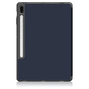 For Samsung Galaxy Tab S7 FE 12.4 Solid Color TPU Horizontal Flip Tablet Leather Case with 3-Fold Holder & Sleep / Wake-up Function(Dark Blue)