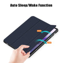 For Samsung Galaxy Tab S7 FE 12.4 Solid Color TPU Horizontal Flip Tablet Leather Case with 3-Fold Holder & Sleep / Wake-up Function(Dark Blue)