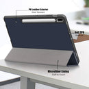 For Samsung Galaxy Tab S7 FE 12.4 Solid Color TPU Horizontal Flip Tablet Leather Case with 3-Fold Holder & Sleep / Wake-up Function(Dark Blue)