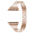 Diamond Encrusted Leather Strap Watch Band For Apple Watch Series 7 41mm / 6&SE&5&4 40mm / 3&2&1 38mm(Rose Gold)