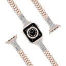 Diamond Encrusted Leather Strap Watch Band For Apple Watch Series 7 41mm / 6&SE&5&4 40mm / 3&2&1 38mm(Rose Gold)
