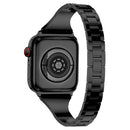 Diamond Encrusted Leather Strap Watch Band For Apple Watch Series 7 45mm / 6&SE&5&4 44mm / 3&2&1 42mm(Black)