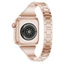 Diamond Encrusted Leather Strap Watch Band For Apple Watch Series 7 45mm / 6&SE&5&4 44mm / 3&2&1 42mm(Rose Gold)