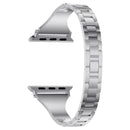 Diamond Encrusted Leather Strap Watch Band For Apple Watch Series 7 45mm / 6&SE&5&4 44mm / 3&2&1 42mm(Silver)