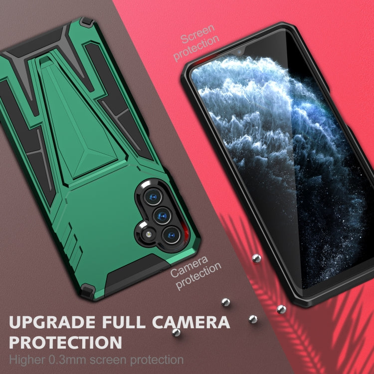 For Samsung Galaxy A13 5G Super V Armor PC + TPU Shockproof Phone Case with Invisible Holder(Dark Green)