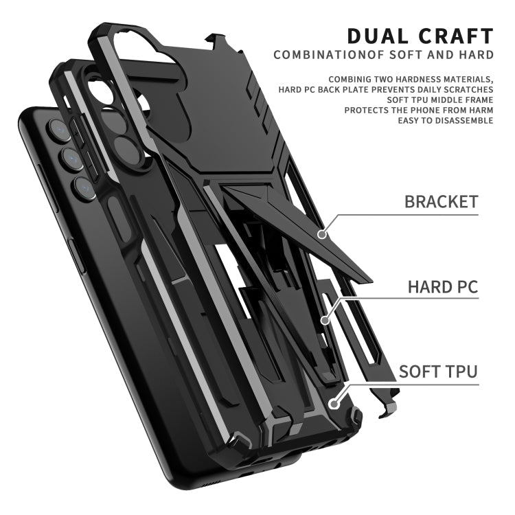 For Samsung Galaxy A13 5G Super V Armor PC + TPU Shockproof Phone Case with Invisible Holder(Black)