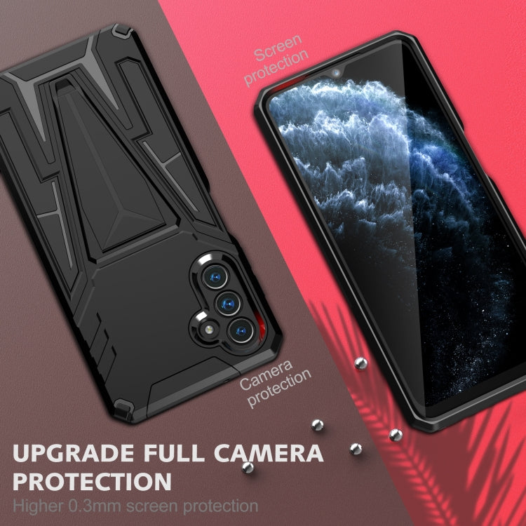 For Samsung Galaxy A13 5G Super V Armor PC + TPU Shockproof Phone Case with Invisible Holder(Black)