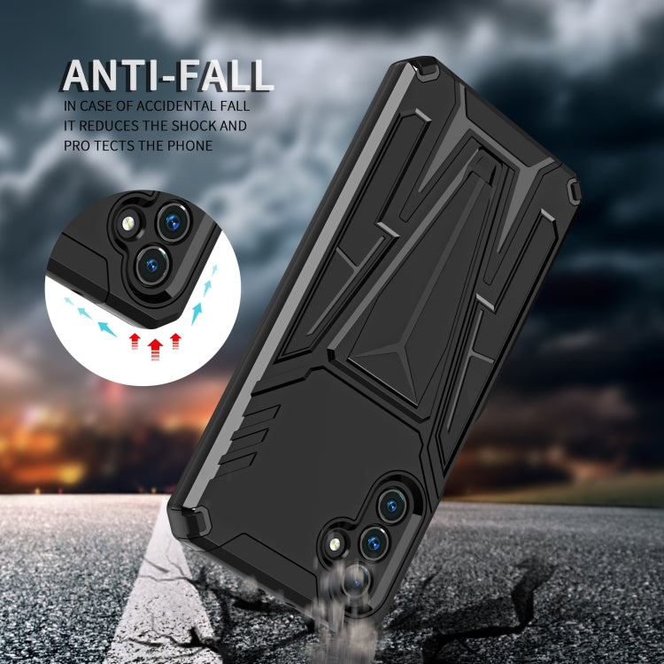 For Samsung Galaxy A13 5G Super V Armor PC + TPU Shockproof Phone Case with Invisible Holder(Black)