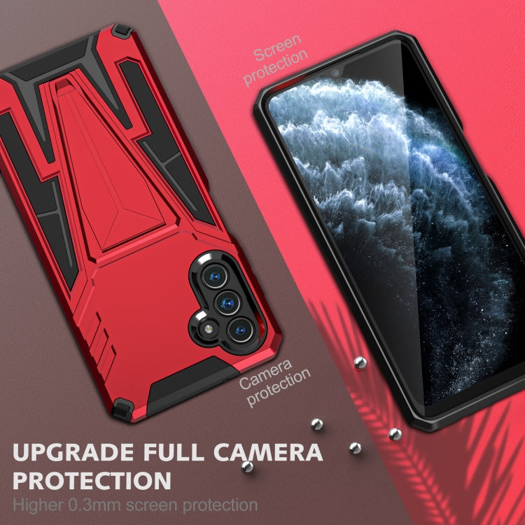 For Samsung Galaxy A13 5G Super V Armor PC + TPU Shockproof Phone Case with Invisible Holder(Red)
