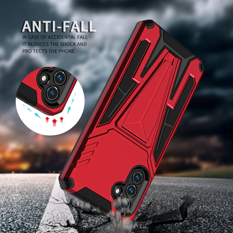 For Samsung Galaxy A13 5G Super V Armor PC + TPU Shockproof Phone Case with Invisible Holder(Red)