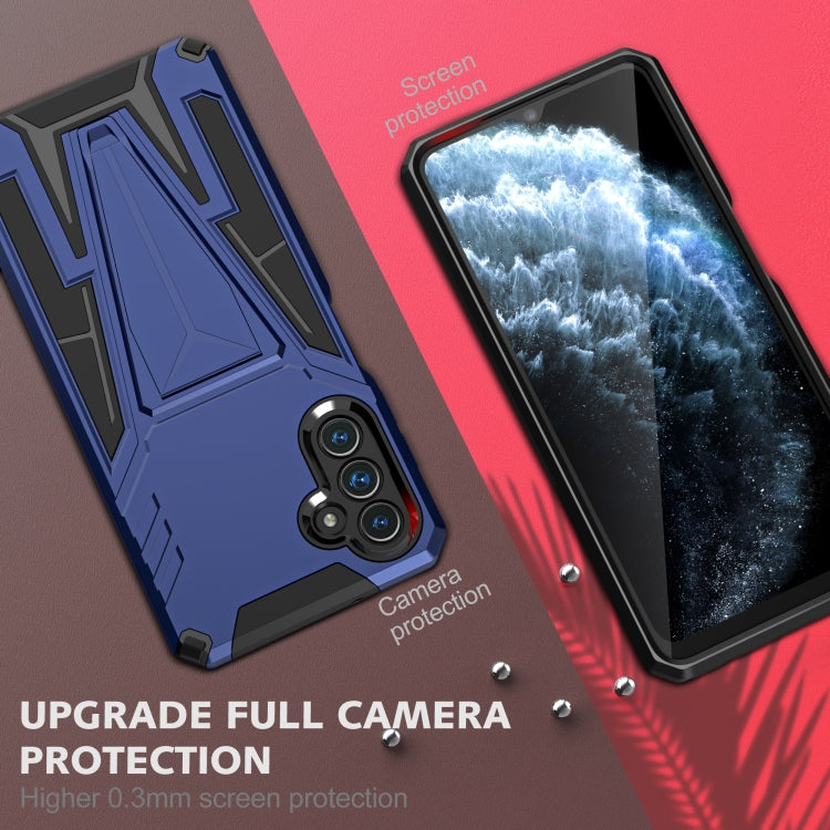 For Samsung Galaxy A13 5G Super V Armor PC + TPU Shockproof Phone Case with Invisible Holder(Blue)