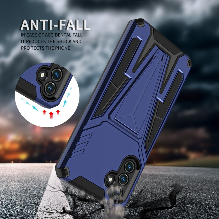 For Samsung Galaxy A13 5G Super V Armor PC + TPU Shockproof Phone Case with Invisible Holder(Blue)