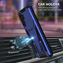 For Samsung Galaxy A13 5G Super V Armor PC + TPU Shockproof Phone Case with Invisible Holder(Blue)