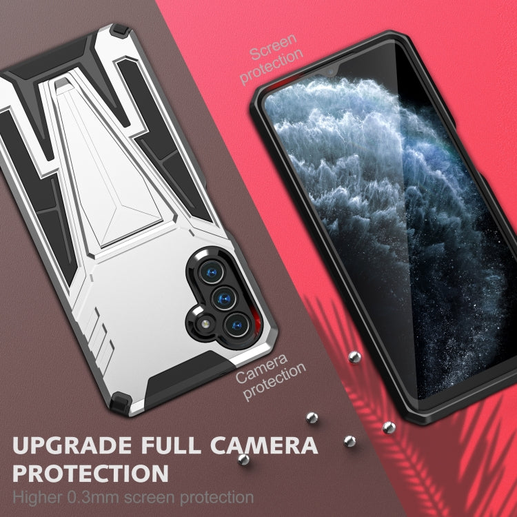 For Samsung Galaxy A13 5G Super V Armor PC + TPU Shockproof Phone Case with Invisible Holder(Silver)