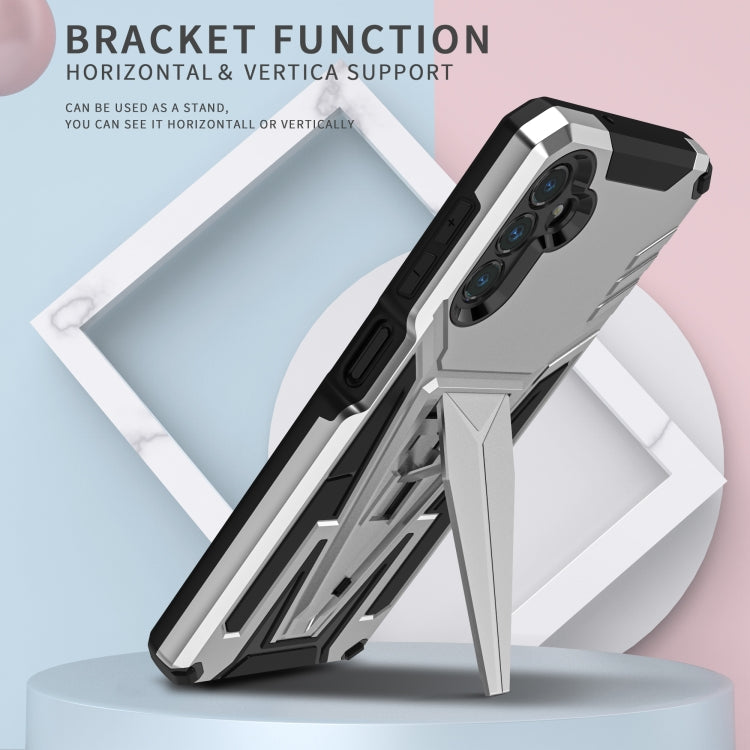 For Samsung Galaxy A13 5G Super V Armor PC + TPU Shockproof Phone Case with Invisible Holder(Silver)