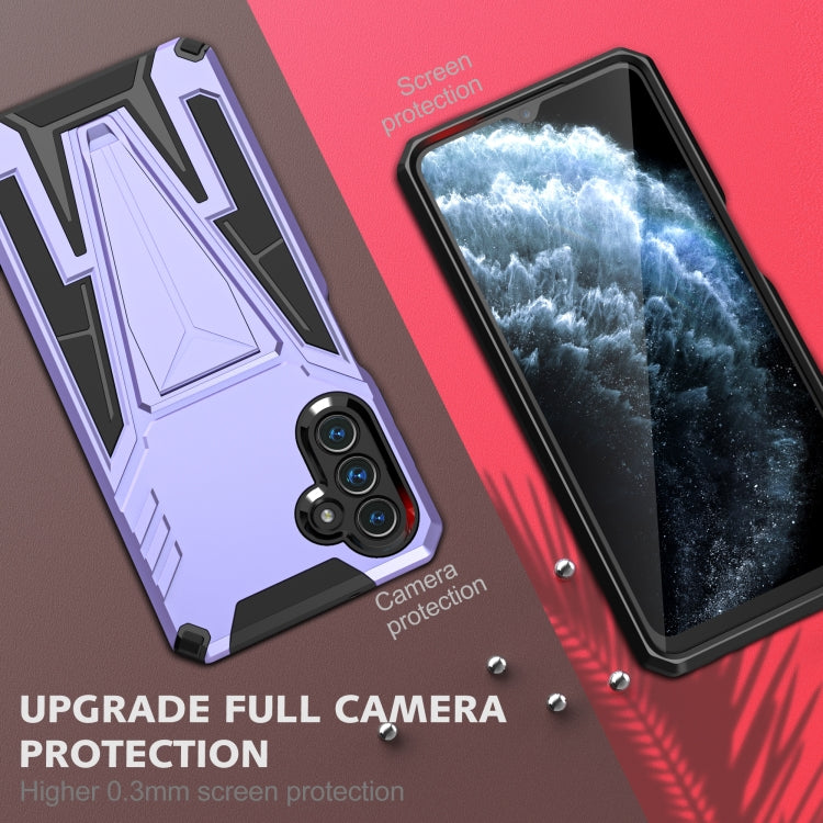 For Samsung Galaxy A13 5G Super V Armor PC + TPU Shockproof Phone Case with Invisible Holder(Purple)