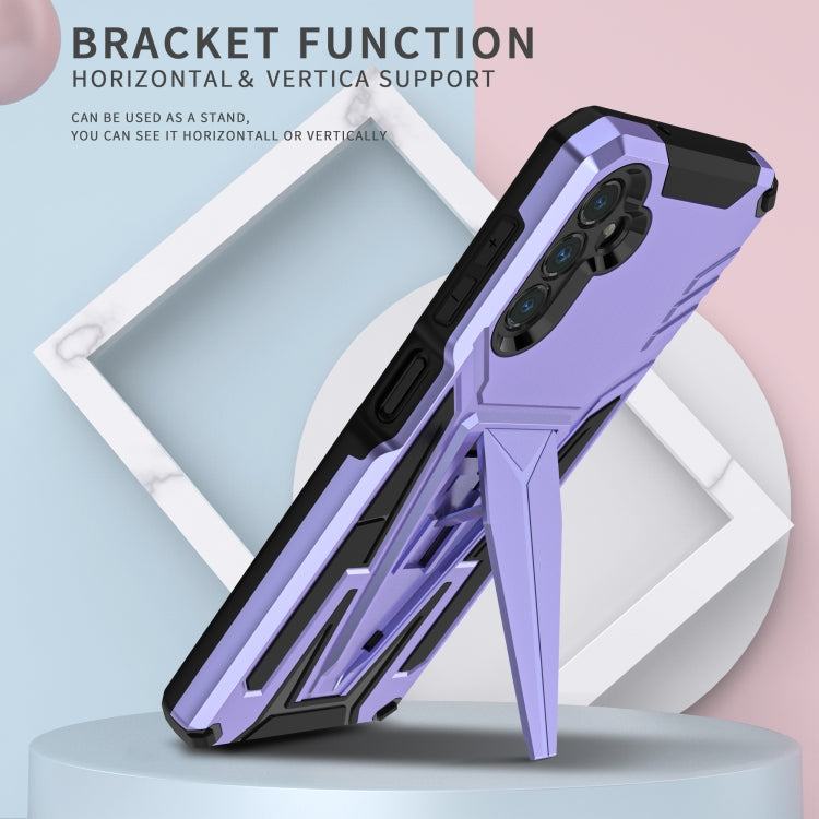 For Samsung Galaxy A13 5G Super V Armor PC + TPU Shockproof Phone Case with Invisible Holder(Purple)