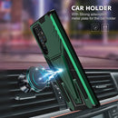 For Samsung Galaxy S22 Ultra 5G Super V Armor PC + TPU Shockproof Phone Case with Invisible Holder(Dark Green)