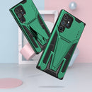 For Samsung Galaxy S22 Ultra 5G Super V Armor PC + TPU Shockproof Phone Case with Invisible Holder(Dark Green)