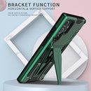 For Samsung Galaxy S22 Ultra 5G Super V Armor PC + TPU Shockproof Phone Case with Invisible Holder(Dark Green)