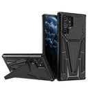 For Samsung Galaxy S22 Ultra 5G Super V Armor PC + TPU Shockproof Phone Case with Invisible Holder(Black)