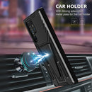 For Samsung Galaxy S22 Ultra 5G Super V Armor PC + TPU Shockproof Phone Case with Invisible Holder(Black)