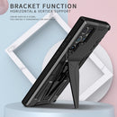 For Samsung Galaxy S22 Ultra 5G Super V Armor PC + TPU Shockproof Phone Case with Invisible Holder(Black)