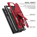 For Samsung Galaxy S22 Ultra 5G Super V Armor PC + TPU Shockproof Phone Case with Invisible Holder(Red)