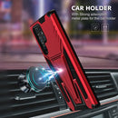 For Samsung Galaxy S22 Ultra 5G Super V Armor PC + TPU Shockproof Phone Case with Invisible Holder(Red)