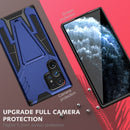 For Samsung Galaxy S22 Ultra 5G Super V Armor PC + TPU Shockproof Phone Case with Invisible Holder(Blue)